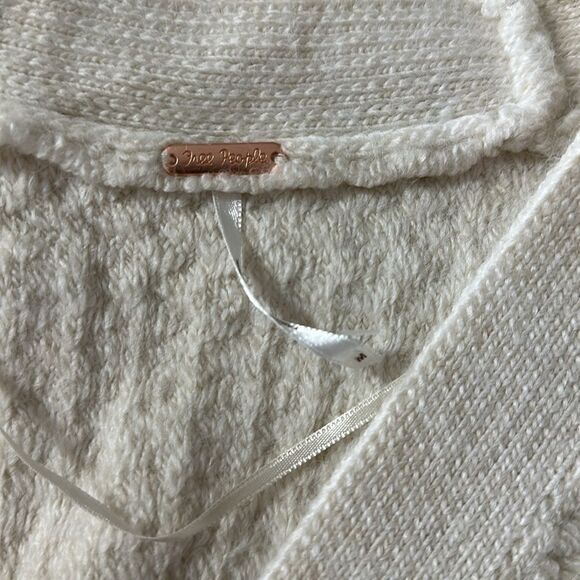 free people M Ivory Herringbone Stitch Pattern Kimono Cardigan Sweater - Picture 15 of 16